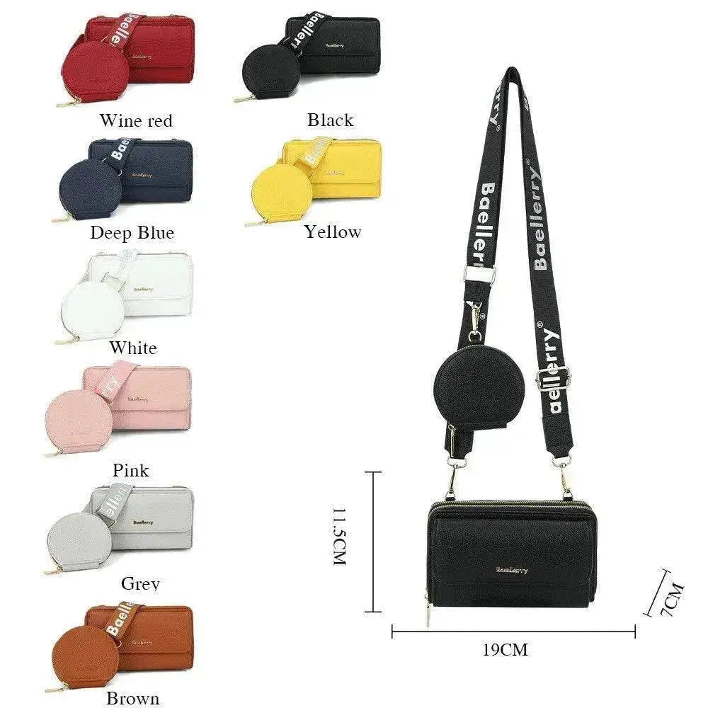 2pcs Lychee Texture Composite Bag Fashion Mobile Phone Bag With Small Coin Purse Letter Print Zipper Crossbody Shoulder Bag - www.Shopthatapp.com