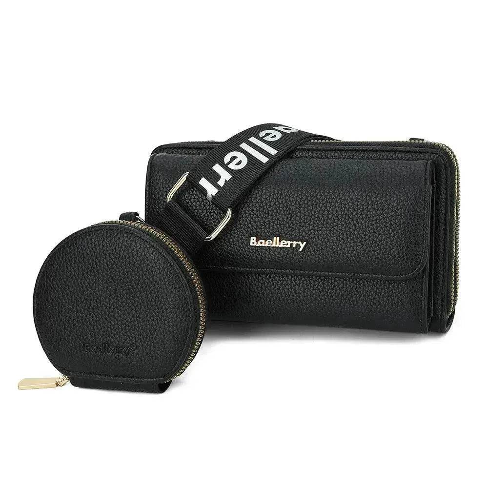 2pcs Lychee Texture Composite Bag Fashion Mobile Phone Bag With Small Coin Purse Letter Print Zipper Crossbody Shoulder Bag - www.Shopthatapp.com