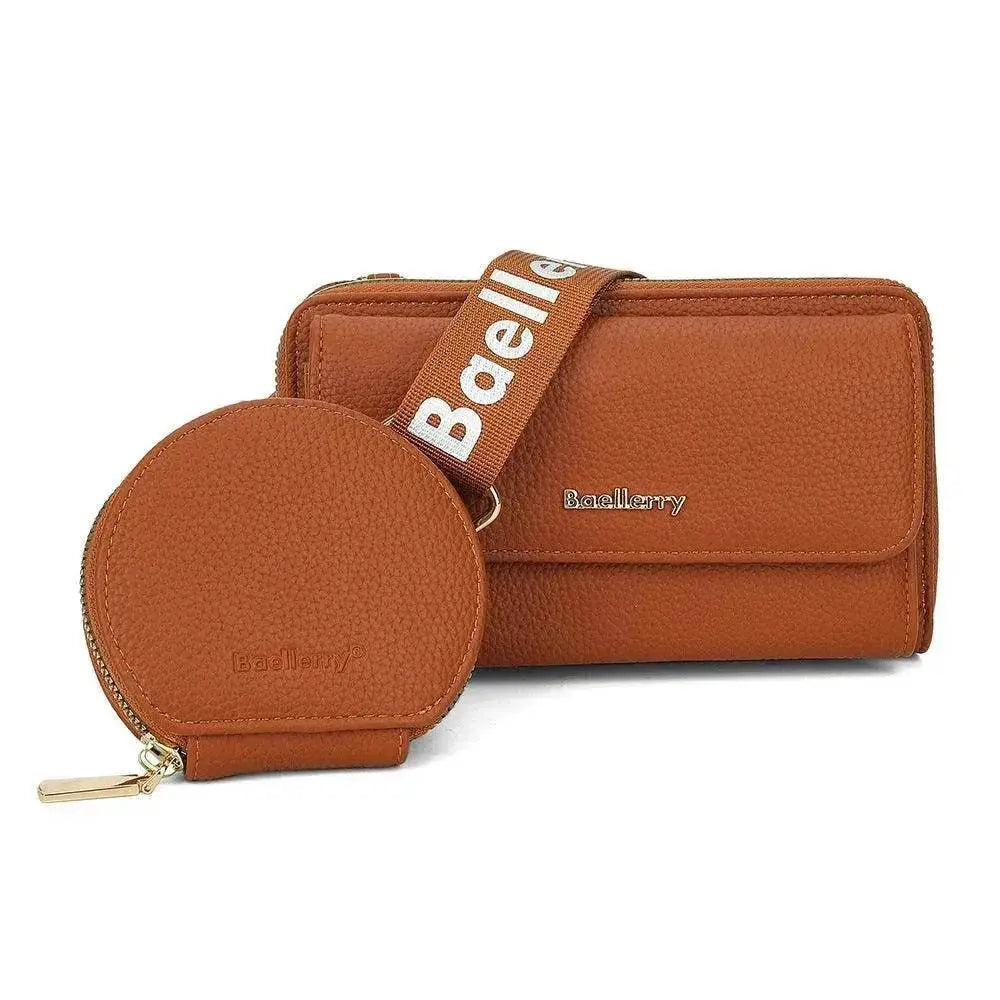 2pcs Lychee Texture Composite Bag Fashion Mobile Phone Bag With Small Coin Purse Letter Print Zipper Crossbody Shoulder Bag - www.Shopthatapp.com