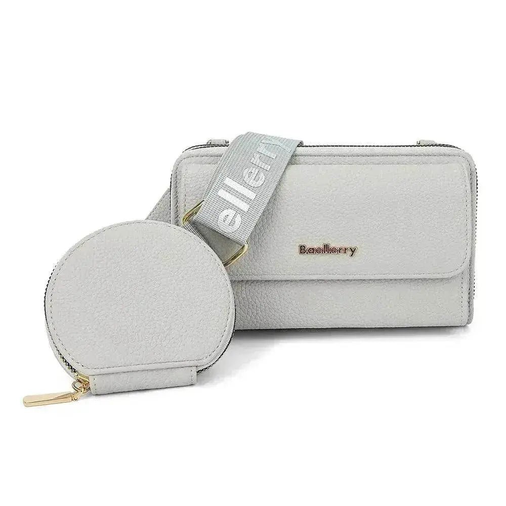 2pcs Lychee Texture Composite Bag Fashion Mobile Phone Bag With Small Coin Purse Letter Print Zipper Crossbody Shoulder Bag - www.Shopthatapp.com