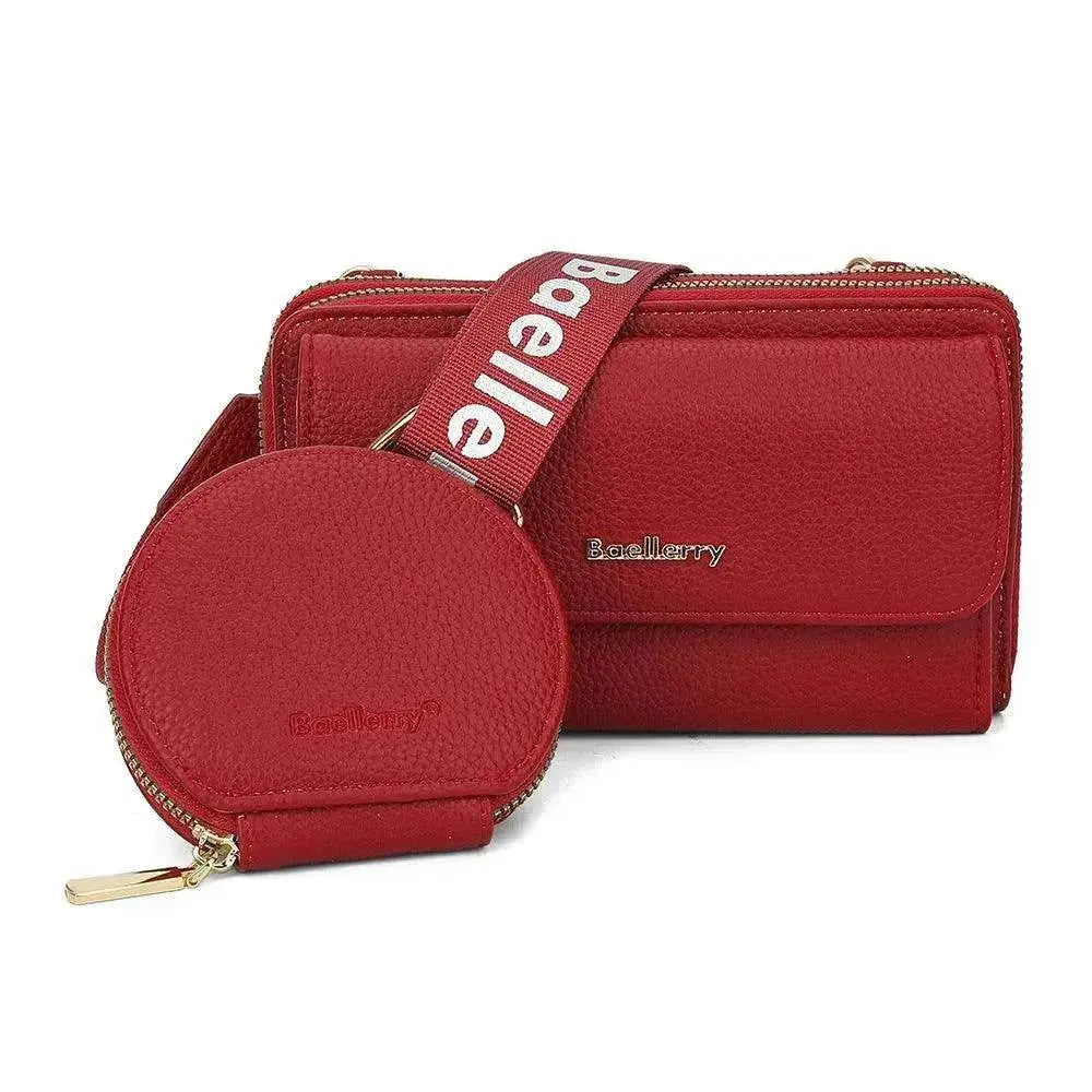 2pcs Lychee Texture Composite Bag Fashion Mobile Phone Bag With Small Coin Purse Letter Print Zipper Crossbody Shoulder Bag - www.Shopthatapp.com