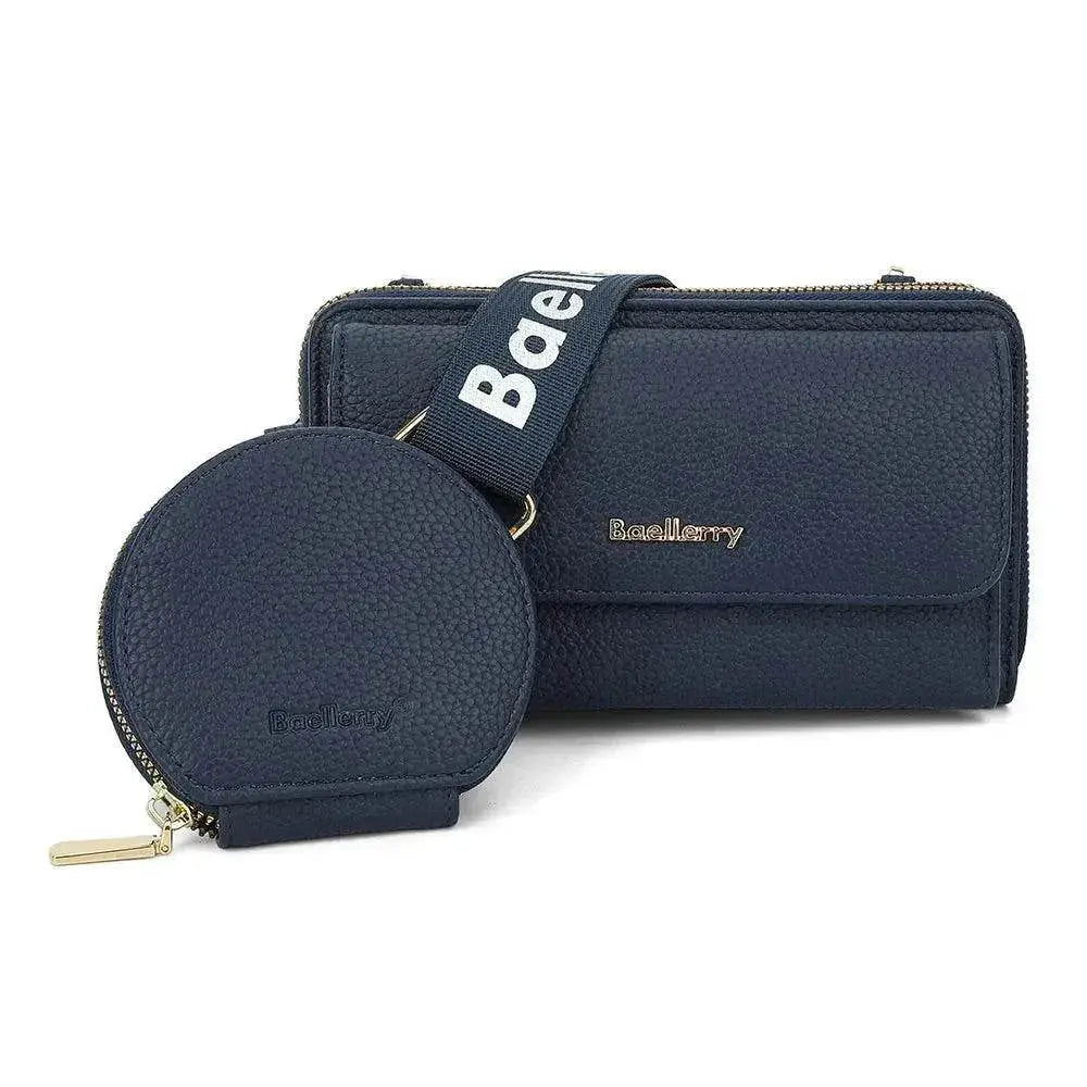 2pcs Lychee Texture Composite Bag Fashion Mobile Phone Bag With Small Coin Purse Letter Print Zipper Crossbody Shoulder Bag - www.Shopthatapp.com