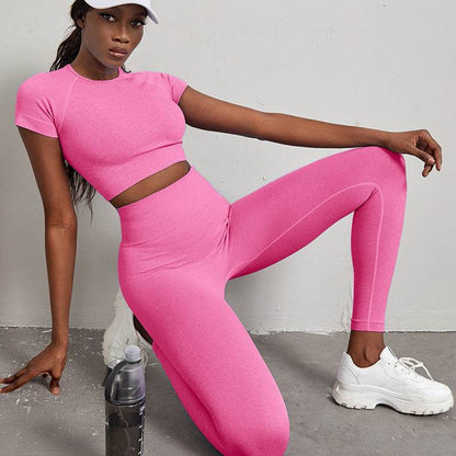 2pcs Quick-drying Workout Clothes High Waist Hip Lift Yoga Gym clothes for women - www.Shopthatapp.com #