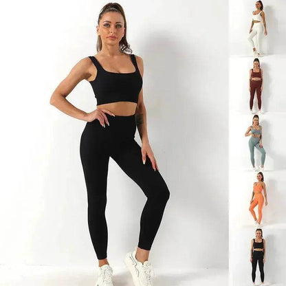 2pcs Thread Yoga Suit Seamless Bra And Butt Lifting High Waist Leggings Set For Women Sports Fitness Yoga Pants Sportswear Outfits Clothing - www.Shopthatapp.com