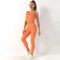 2pcs Thread Yoga Suit Seamless Bra And Butt Lifting High Waist Leggings Set For Women Sports Fitness Yoga Pants Sportswear Outfits Clothing - www.Shopthatapp.com