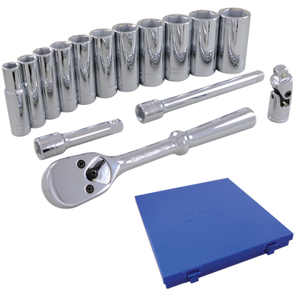 3/8" Dr. 15 Piece 6 Point Deep SAE Socket Set - www.Shopthatapp.com #