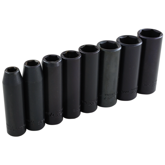 3/8" Dr. 8 Piece 6 Point Deep SAE Impact Socket Set - www.Shopthatapp.com #