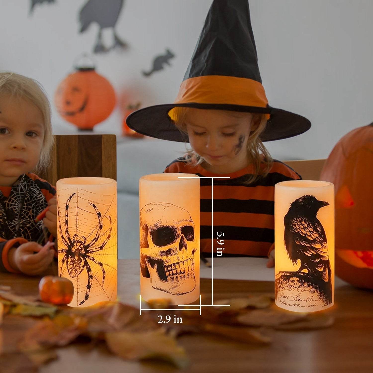 3 Pack Halloween Flameless Candle Lamp With Timer Setting Battery Operated Warm Orange Light Candles For Halloween Party Decoration - www.Shopthatapp.com #