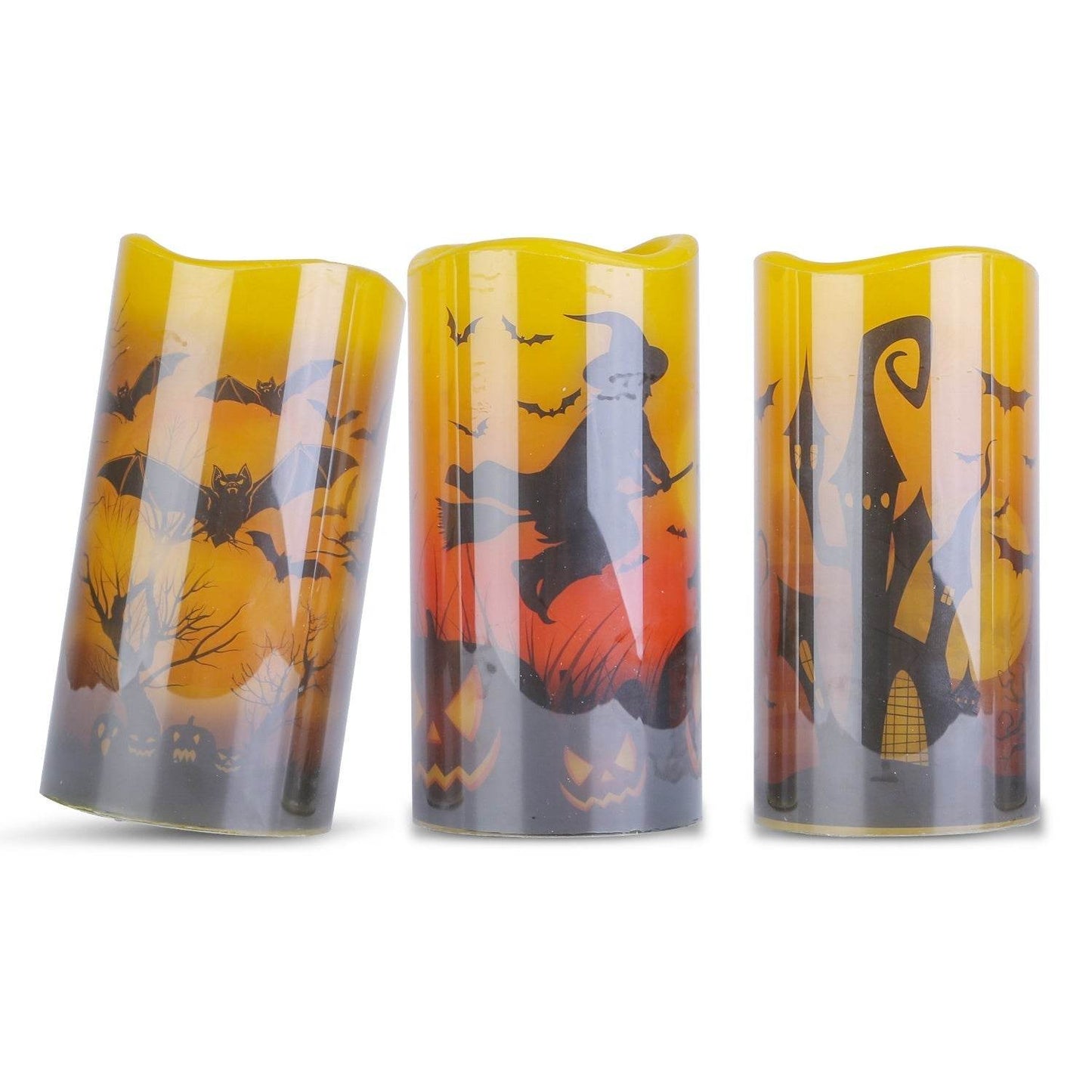 3 Pack Halloween Flameless Candle Lamp With Timer Setting Battery Operated Warm Orange Light Candles For Halloween Party Decoration - www.Shopthatapp.com #