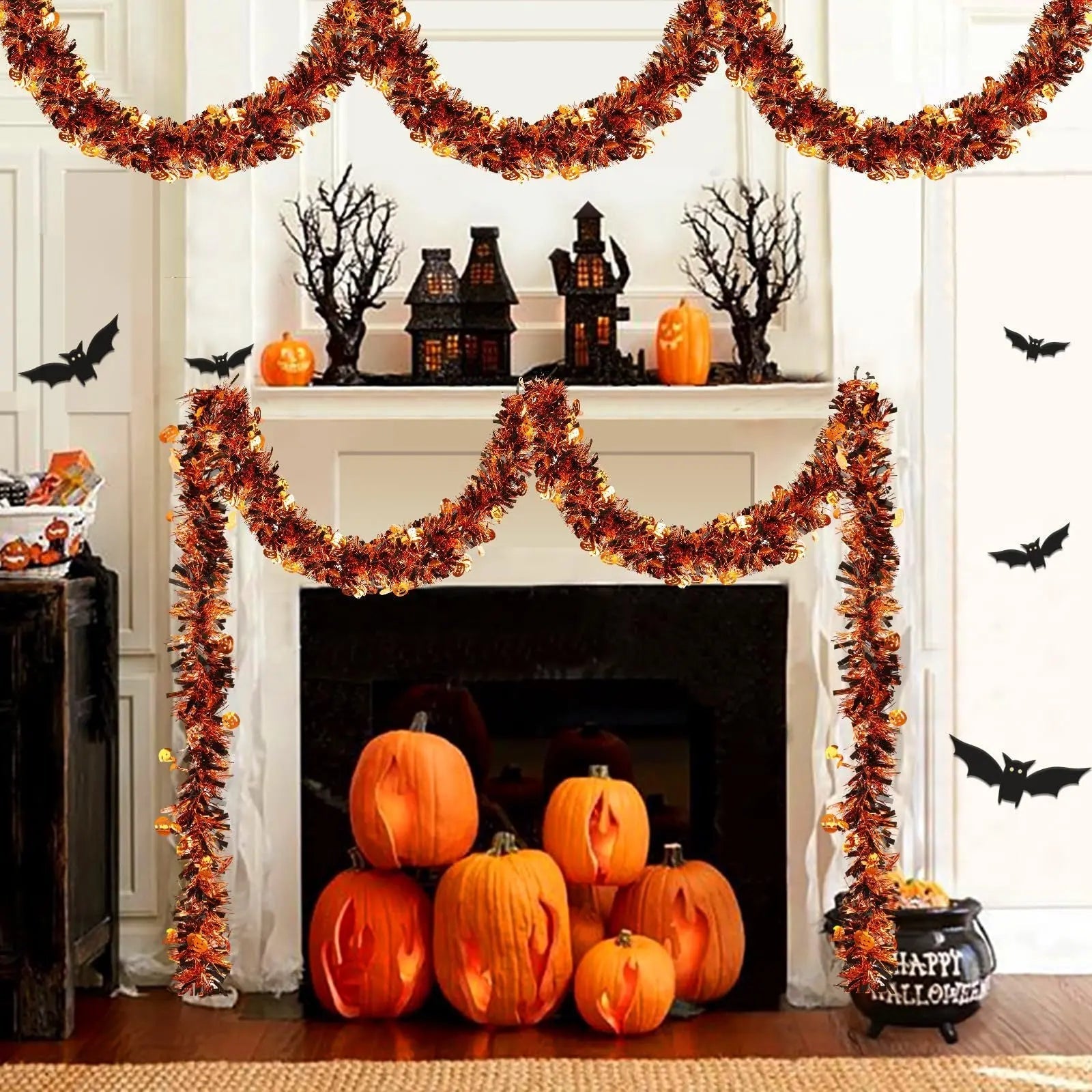 3 Pcs Halloween Decorations, Orange Metallic Tinsel Twist, 19.7 Feet-Cannot Be Listed On Amazon Platform - www.Shopthatapp.com