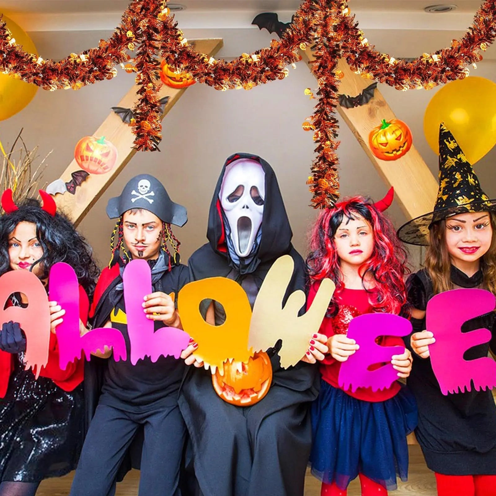 3 Pcs Halloween Decorations, Orange Metallic Tinsel Twist, 19.7 Feet-Cannot Be Listed On Amazon Platform - www.Shopthatapp.com