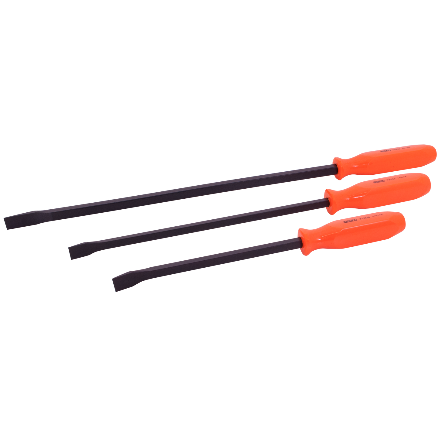 3 Piece Florescent Orange Handled Pry Bar Set with Black Oxide Blades - www.Shopthatapp.com #