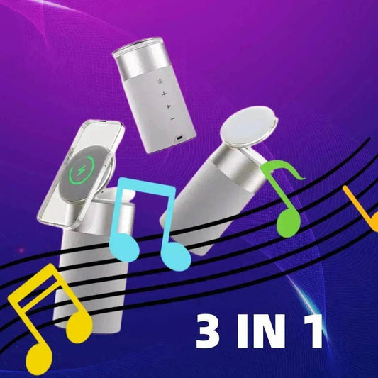 3 In 1 Multi-Function IPhone And AirPods Wireless Charger Portable Bluetooth Speaker With Touch Lamp For Home And Office - www.Shopthatapp.com