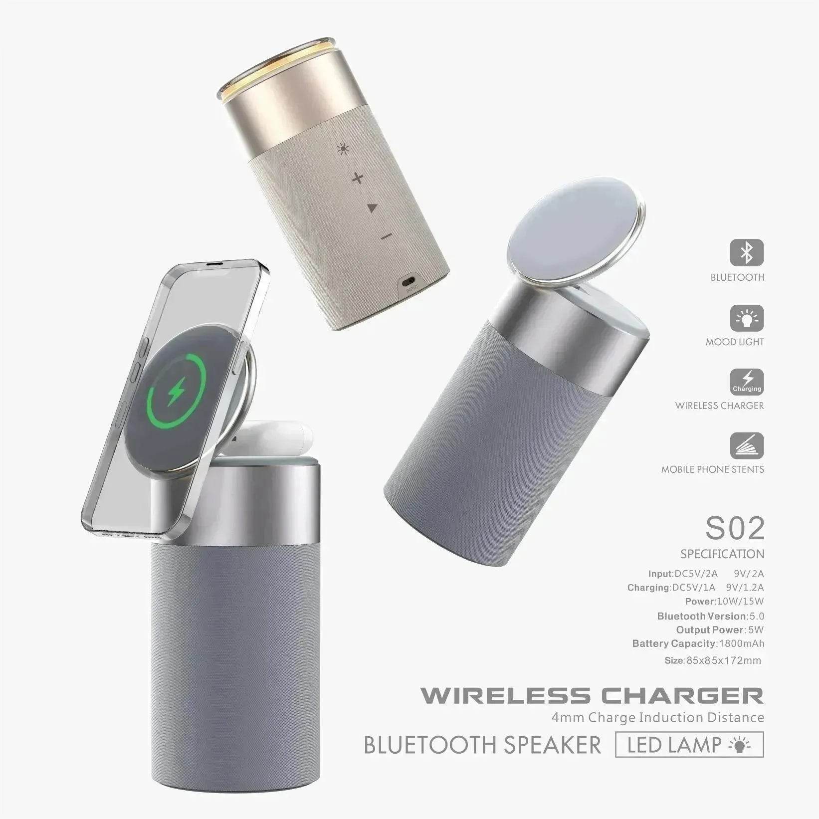 3 In 1 Multi-Function IPhone And AirPods Wireless Charger Portable Bluetooth Speaker With Touch Lamp For Home And Office - www.Shopthatapp.com