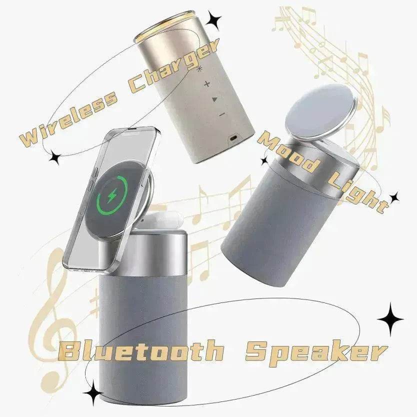 3 In 1 Multi-Function IPhone And AirPods Wireless Charger Portable Bluetooth Speaker With Touch Lamp For Home And Office - www.Shopthatapp.com