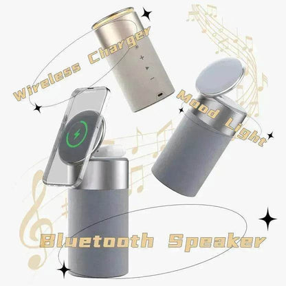 3 In 1 Multi-Function IPhone And AirPods Wireless Charger Portable Bluetooth Speaker With Touch Lamp For Home And Office - www.Shopthatapp.com