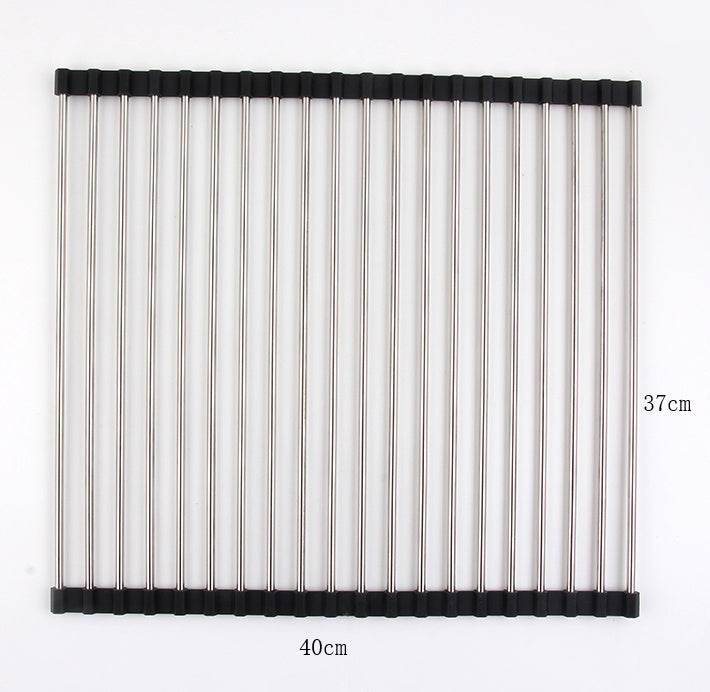 Folding Kitchen Drain Sink Rack Stainless Steel sink caddies - www.Shopthatapp.com