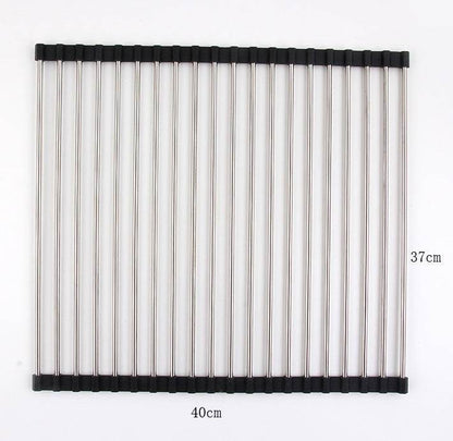 Folding Kitchen Drain Sink Rack Stainless Steel sink caddies - www.Shopthatapp.com