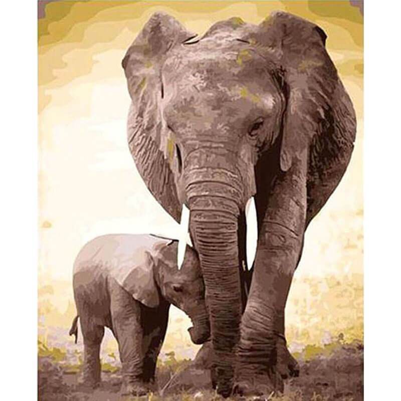Mom and baby elephant painting - www.Shopthatapp.com