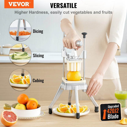Commercial Vegetable Fruit Chopper, Stainless Steel French Fry Cutter With 4 Blades - www.Shopthatapp.com