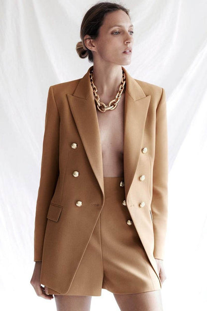 Simple Style Buttoned Casual Blazer Jacket Women - www.Shopthatapp.com