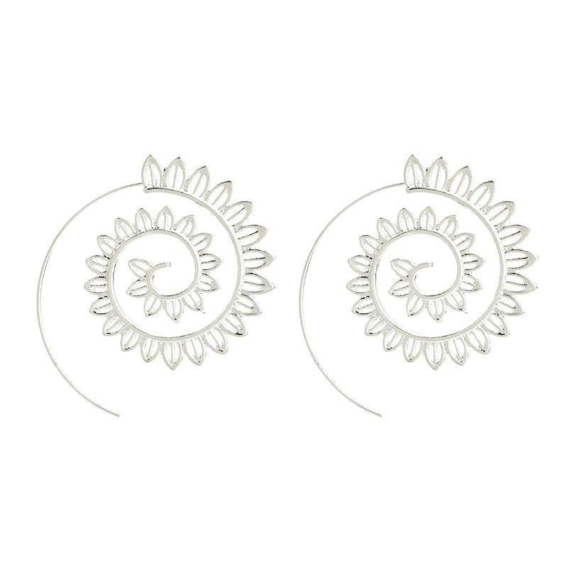Round Spiral Earrings For Women Gold Color Big Exaggerated Gear Earrings - www.Shopthatapp.com