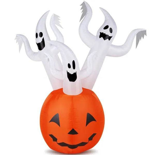 5.9 FT Halloween Inflatable Pumpkin Ghost Outdoor Decorations, Scary Blow Up Yard Decor With Built-in LED Lights For Holiday Party Yard Lawn Garden Decor Indoor Outdoor - www.Shopthatapp.com