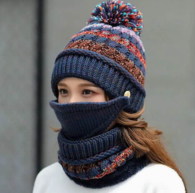 Fall Winter knitted Woolen Balaclava Beanie hat for women - www.Shopthatapp.com