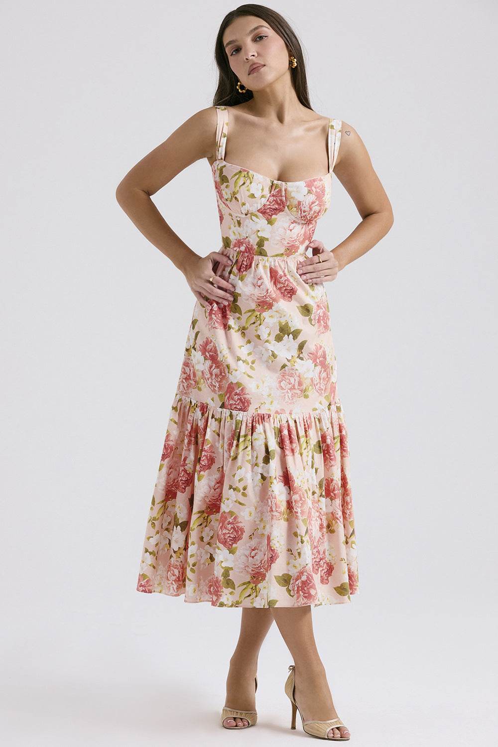 Spring And Summer Comely Pastoral Style Sling Floral A Swing Cake Dress - www.Shopthatapp.com