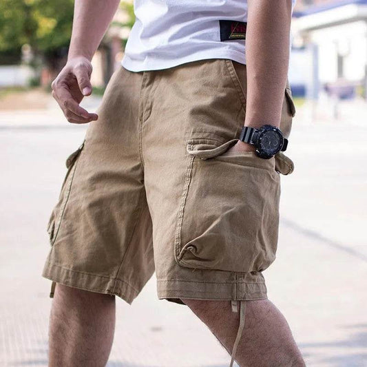 Workwear Loose Plus Size Solid Color Casual Cargo Shorts Men - www.Shopthatapp.com