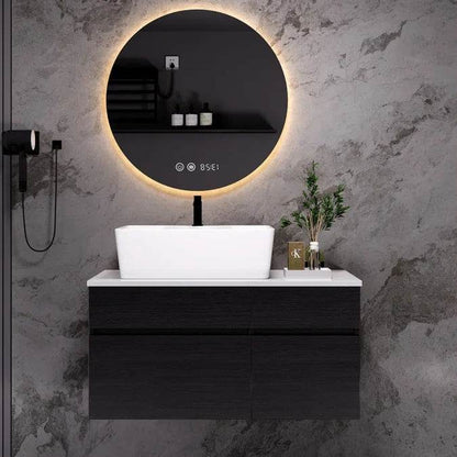 31.5 Inches Wall Mounted Single Bathroom Vanity With Engineered Stone Top - www.Shopthatapp.com #