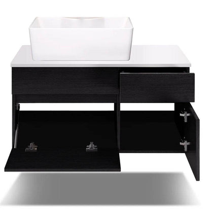 31.5 Inches Wall Mounted Single Bathroom Vanity With Engineered Stone Top - www.Shopthatapp.com #
