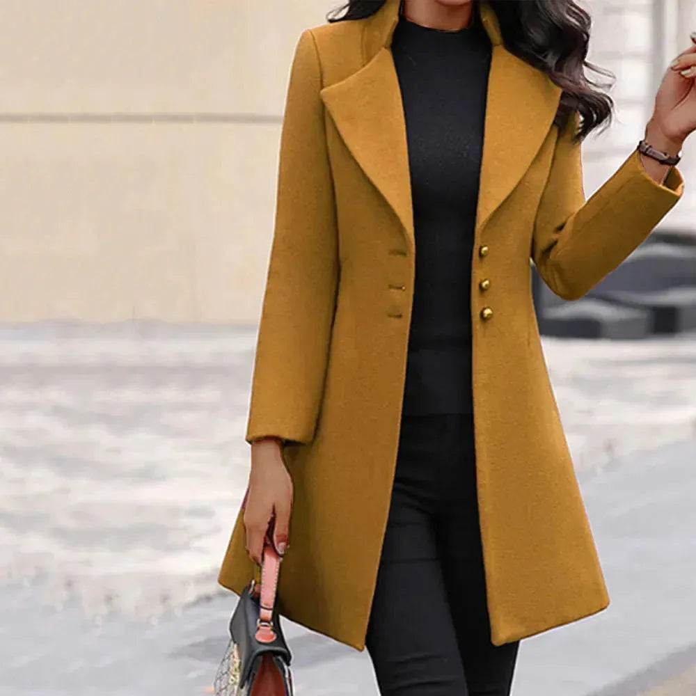 Winter Single-Breasted Slim-Fit Lapel Coat business office work coat for women - www.Shopthatapp.com