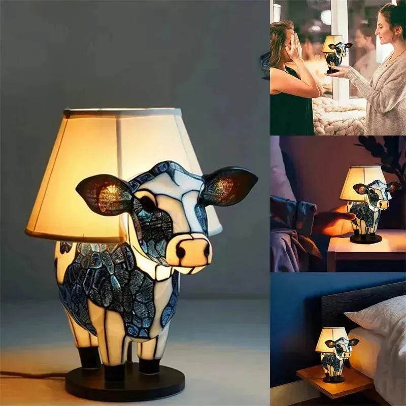 Beautiful Cow Table Lamp Bedside Table Lamp With USB Bedside Lamp For Living Room Bedroom Dormitory Bra Ornament - www.Shopthatapp.com
