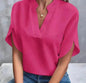 Summer Short-sleeved Chiffon Shirt New V-neck blouse Women's Casual Versatile Clothing Evening Tops for Women - www.Shopthatapp.com
