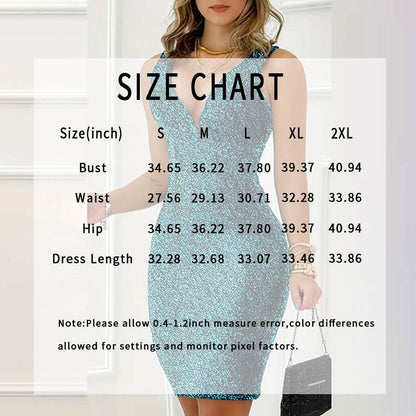Women's Sequin Knee Length Cocktail Dress Deep V Neck Body fitted Evening Dinner Party Dress - www.Shopthatapp.com