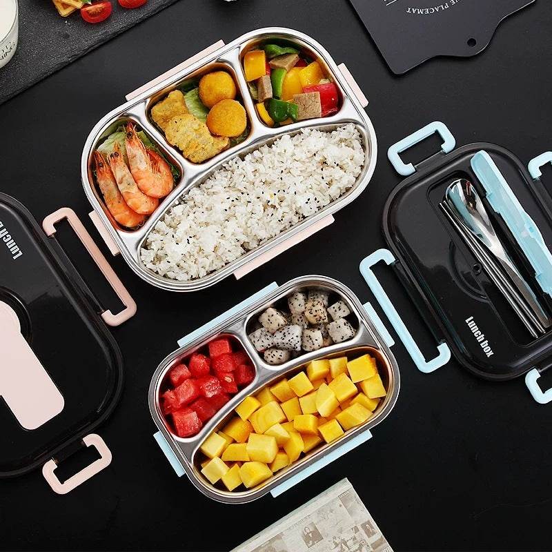 Stainless Steel Insulated Kids Bento Lunch Box with Cutlery - www.Shopthatapp.com