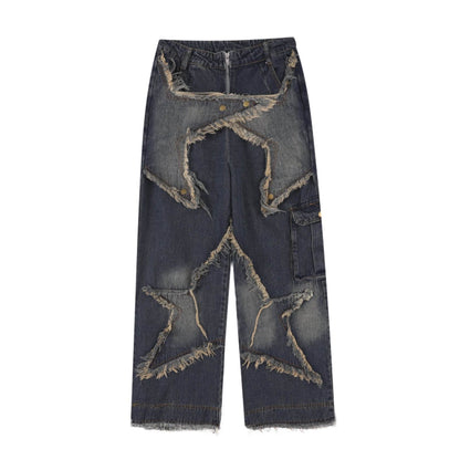 Distressed Denim Pant for women Oversized Streetstyle Patch Cargo Jeans Pant - www.Shopthatapp.com