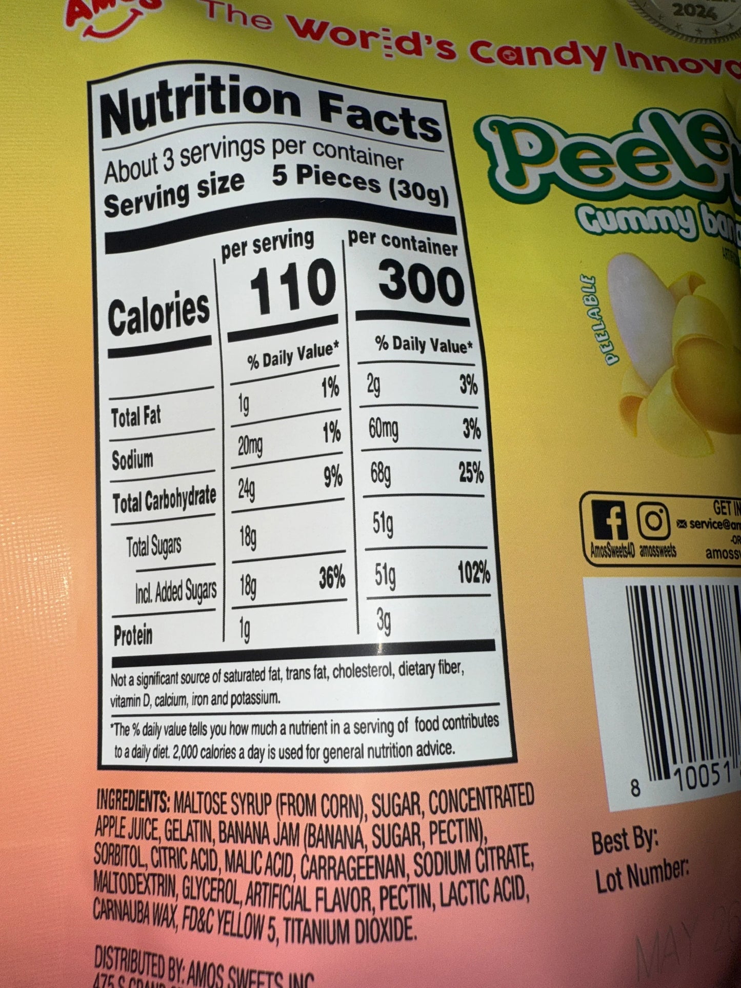 Amos Peelerz Gummy Banana 85G - U.S Edition - www.Shopthatapp.com