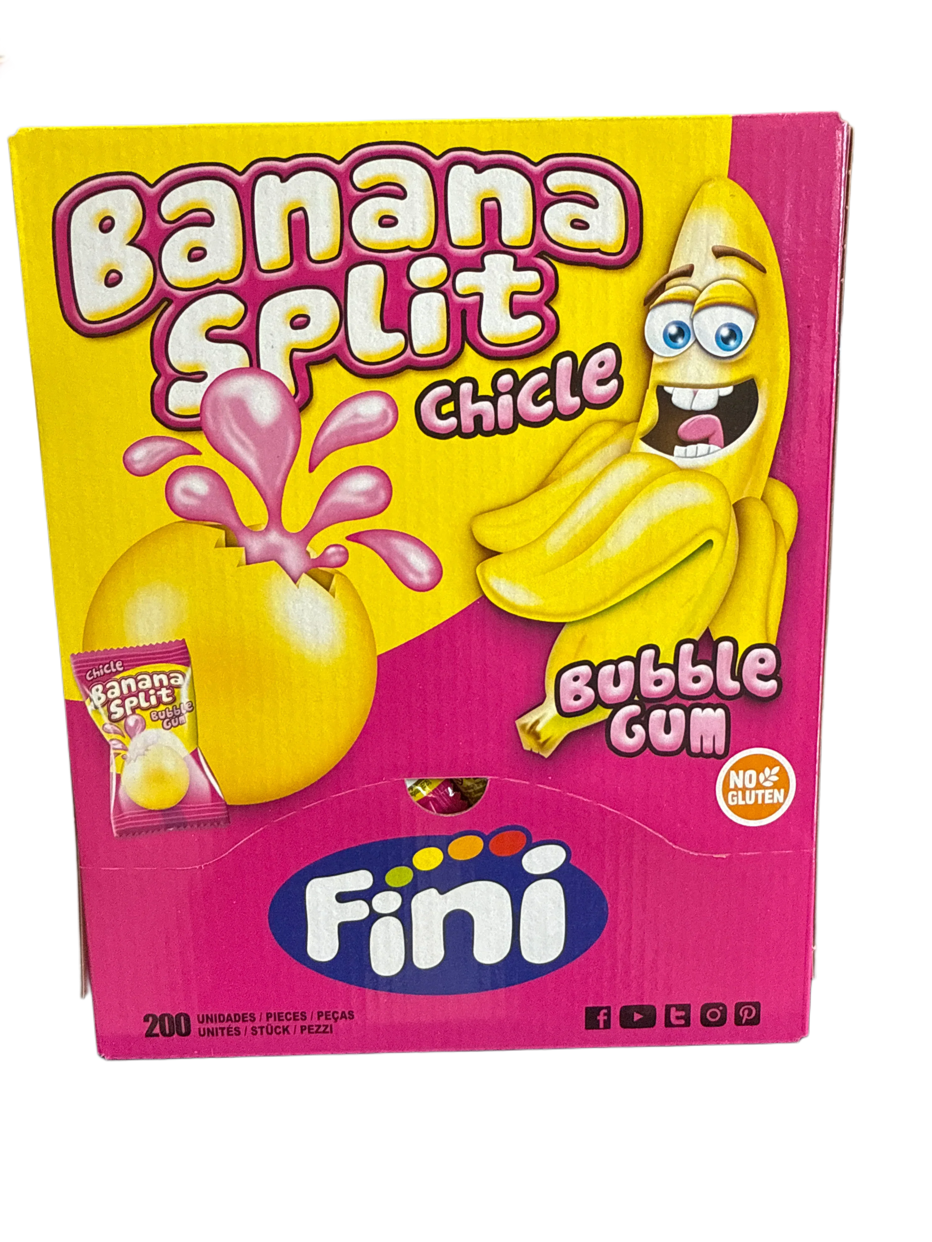 Fini Banana Split Bubble Gum 200 Individually Wrapped Pieces - U.K Edition - www.Shopthatapp.com