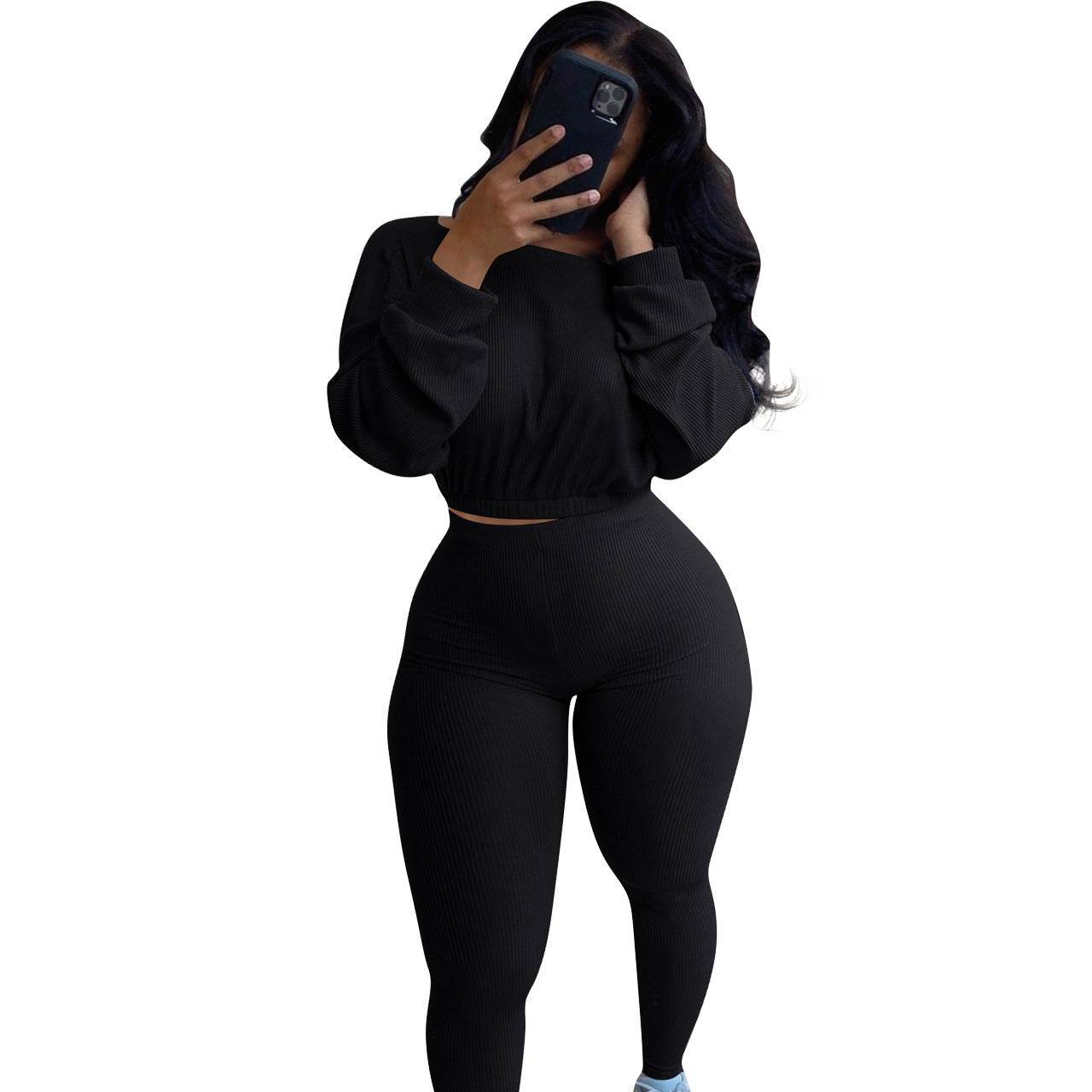 Ladies Autumn 2pcs Athleisure wear Outfit set - www.Shopthatapp.com