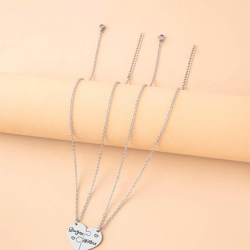 2 PCS mother Daughter Necklace gift idea Puzzle Necklace - www.Shopthatapp.com