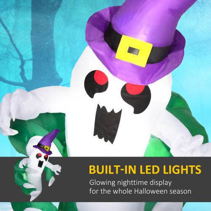 Outsunny 4ft Inflatable Halloween Decoration, Lighted Window Sticker Ghost In Hat, Blow Up Outdoor LED Yard Display, Waterproof - www.Shopthatapp.com