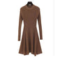 Autumn Winter Round neck Slim fit Mini Flared Sweater Dress - www.Shopthatapp.com