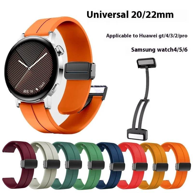 Applicable Watt4 Strap Silicone Magnetic Folding Buckle Watch Band - www.Shopthatapp.com