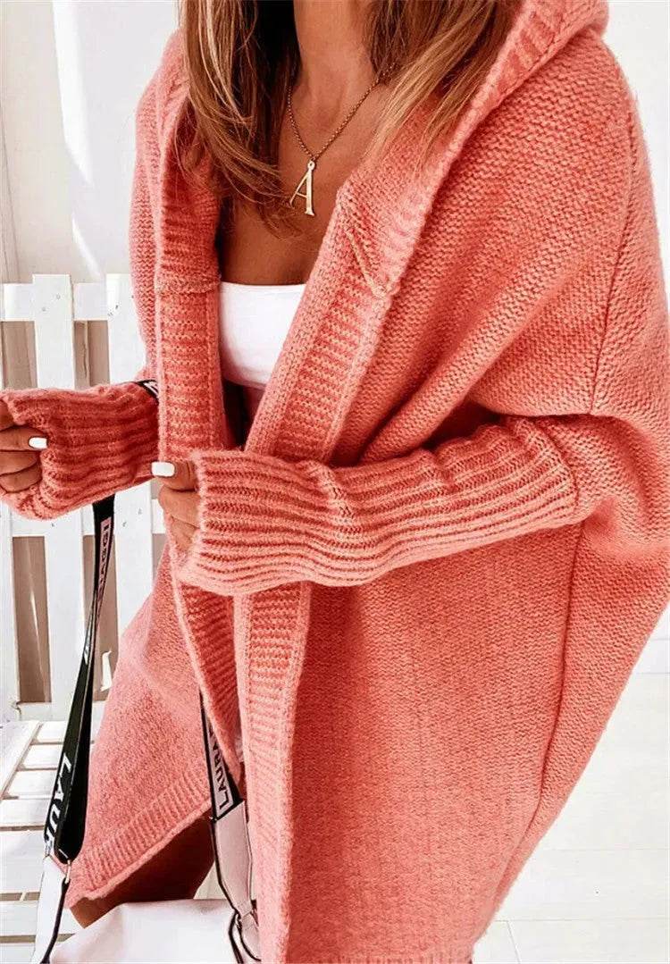 Oversized Head cover Knitted Long Kimono Cashmere Cardigan for Women - www.Shopthatapp.com