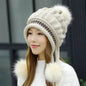 Women Cozy Knit Fleece-Feel Beanie With Ear Flaps Winter Hat Perfect For Skiing & Outdoor Activities - www.Shopthatapp.com