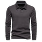 Fashion Plain Lapel Long-sleeved Polo Shirt Men's Casual Autumn Polo sweatshirt - www.Shopthatapp.com