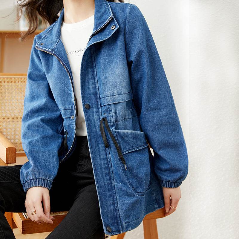 Fashion formal fitted  Zip up Denim Jacket Women - www.Shopthatapp.com