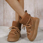 Plus Size Platform Cross Strap Snow Boots - www.Shopthatapp.com